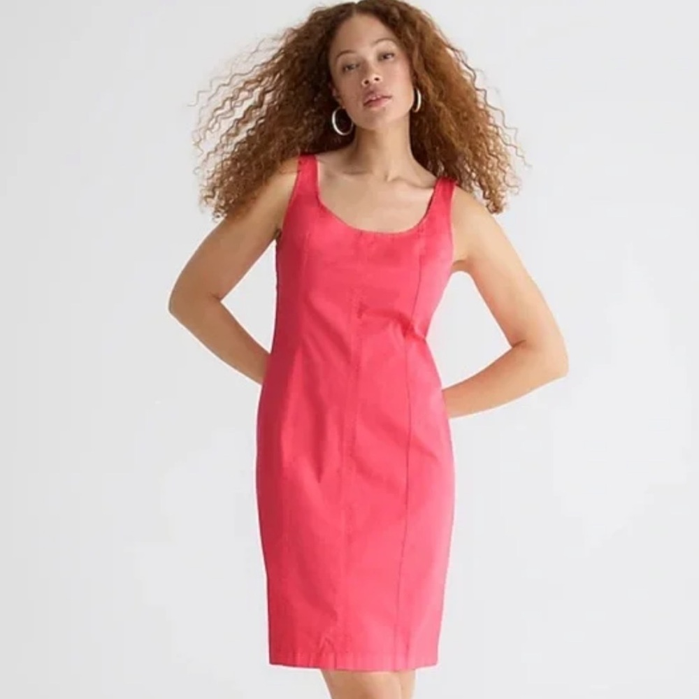 NEW J Crew Fitted lightweight chino dress in brilliant papaya coral 4 Bin 301